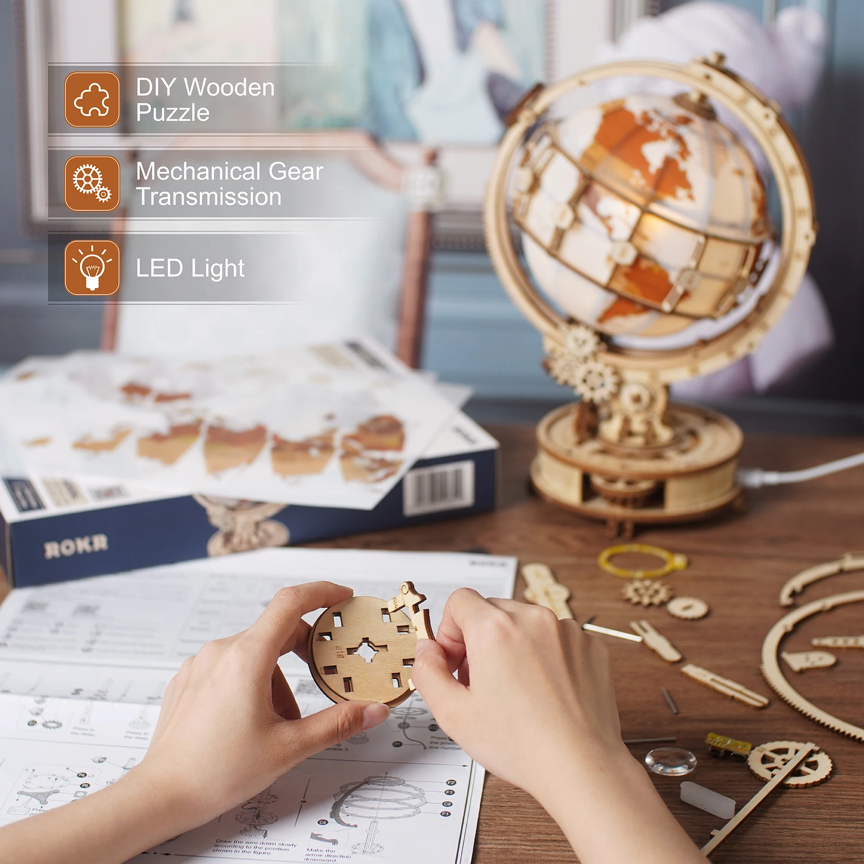 Wooden Globe Lamp 3D Puzzle Ga - огляд і ціна Solar System Orrery